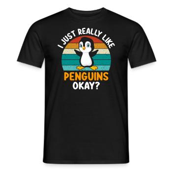 Penguin Alarm T-shirt Gift Idea - Men's T-Shirt - black - Front - AI Model Male 178 light (178cm)