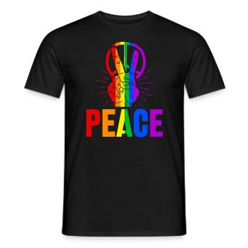 Regenbogen Gay Peace T-shirt Geschenk - Männer T-Shirt - Schwarz - Vorne - AI Model Male 178 light (178cm)