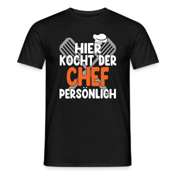 Hier Kocht Der Chef Persönlich - Männer T-Shirt - Schwarz - Vorne - AI Model Male 178 light (178cm)