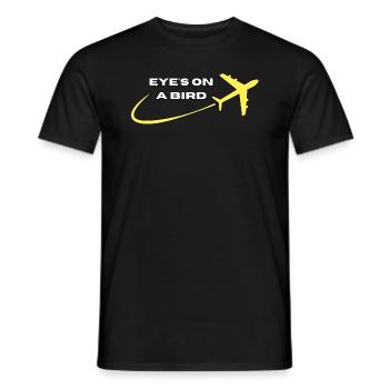 Cool aviation plane Eyes on a bird - Men's T-Shirt - black - Front - AI Model Male 178 light (178cm)