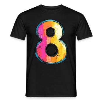 8 Numéro Coloré - T-shirt homme - noir - Devant - AI Model Male 178 light (178cm)