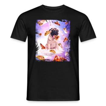 Pug Galaxy Tacos Pizza Burrito Idée Cadeau Chien - T-shirt homme - noir - Devant - AI Model Male 178 light (178cm)