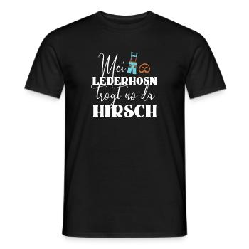 Pantalon en cuir bière Fêter cerf - T-shirt homme - noir - Devant - AI Model Male 178 light (178cm)
