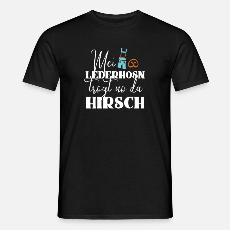Lederhose Bier Party Feiern Hirsch - Männer T-Shirt - Schwarz