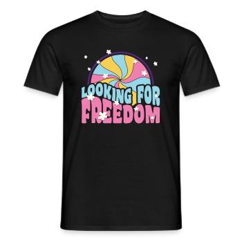 À la recherche d'un cadeau hippie rétro paix pour la liberté - T-shirt homme - noir - Devant - AI Model Male 178 light (178cm)