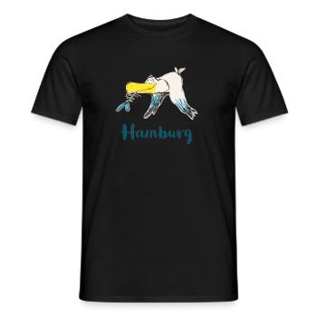 WitzigeHamburg Moewe - Männer T-Shirt - Schwarz - Vorne - AI Model Male 178 light (178cm)