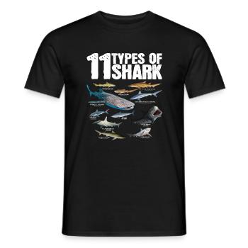11 Species of Shark Save the Sharks Shark-Liebha - Men's T-Shirt - black - Front - AI Model Male 178 light (178cm)