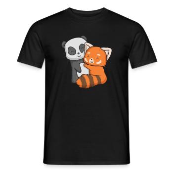 Giant Panda And Red Panda Hugging Cute Panda Hug - Men's T-Shirt - black - Front - AI Model Male 178 light (178cm)