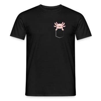 Axolotl in einer Taschenliebe Axolotls Pocket Axol - Männer T-Shirt - Schwarz - Vorne - AI Model Male 178 light (178cm)