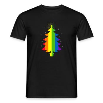 Regenbogen-Weihnachtsbaum LGBTQ Christmas Rainbow - Männer T-Shirt - Schwarz - Vorne - AI Model Male 178 light (178cm)