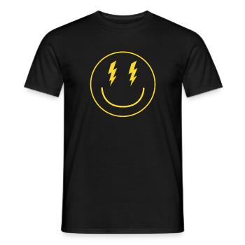 Lightning Smiley Face Emoticon Happy Face Smiley - Männer T-Shirt - Schwarz - Vorne - AI Model Male 178 light (178cm)