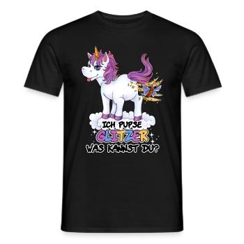 Ich pupse Glitzer, was kannst du? - Einhorn lustig - Männer T-Shirt - Schwarz - Vorne - AI Model Male 178 light (178cm)
