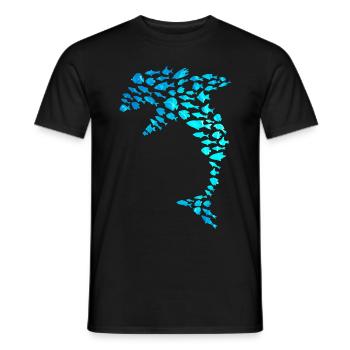 Dolphin School of Fish Sea Ocean Fish - Men's T-Shirt - black - Front - AI Model Male 178 light (178cm)