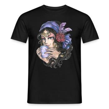 Mystische Magierin Fantasy Hellseherin Wahrsagerin - Männer T-Shirt - Schwarz - Vorne - AI Model Male 178 light (178cm)