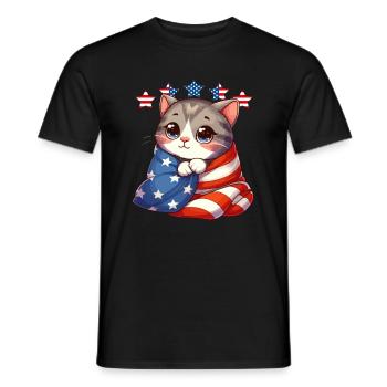 Tous les chats américains Fête de l'Indépendance Cat America - T-shirt homme - noir - Devant - AI Model Male 178 light (178cm)
