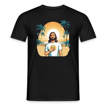 Jesus Summer Illustration - Men's T-Shirt - black - Front - AI Model Male 178 light (178cm)