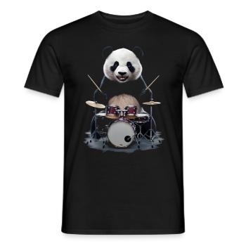 Panda Schlagzeug - Männer T-Shirt - Schwarz - Vorne - AI Model Male 178 light (178cm)
