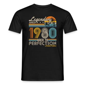 Legendary Since 1980's Vintage Birthday Retro - Men's T-Shirt - black - Front - AI Model Male 178 light (178cm)