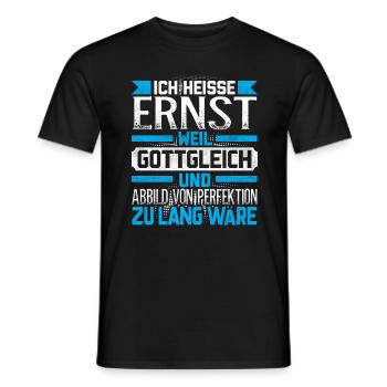 ERNST - Gottgleich - Männer T-Shirt - Schwarz - Vorne - AI Model Male 178 light (178cm)