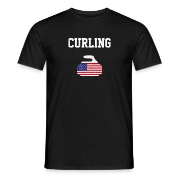 Curling American flag, curling - Men's T-Shirt - black - Front - AI Model Male 178 light (178cm)