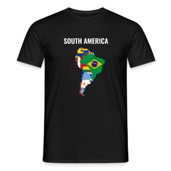 south america map, south america apparel - Men's T-Shirt - black - Front - AI Model Male 178 light (178cm)