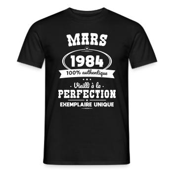40-jähriges Jubiläum - März 1984 Perfektion - Männer T-Shirt - Schwarz - Vorne - AI Model Male 178 light (178cm)
