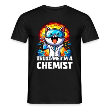 Cat Chemist Lab Chemistry Gift - Men's T-Shirt - black - Front - AI Model Male 178 light (178cm)