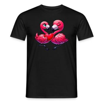 Flamingo Herz Liebe Valentinstag Romantik - Männer T-Shirt - Schwarz - Vorne - AI Model Male 178 light (178cm)
