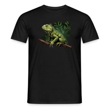 iguana branch reptiles green iguana - Men's T-Shirt - black - Front - AI Model Male 178 light (178cm)