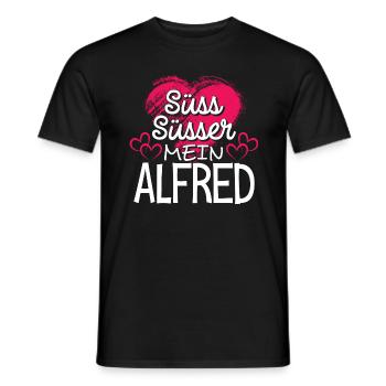 ALFRED - süss - Männer T-Shirt - Schwarz - Vorne - AI Model Male 178 light (178cm)