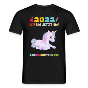 2022 Ich Bin Jetzt Ein Kindergartenkind Einhorn - Männer T-Shirt - Schwarz - Vorne - AI Model Male 178 light (178cm)