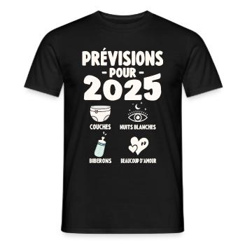 Prévisions Pour 2025 Cadeau De Grossesse 2025 - T-shirt homme - noir - Devant - AI Model Male 178 light (178cm)