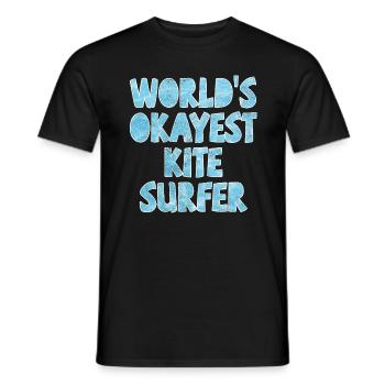 World's Okayest Kite Surfer Light Blue - Men's T-Shirt - black - Front - AI Model Male 178 light (178cm)