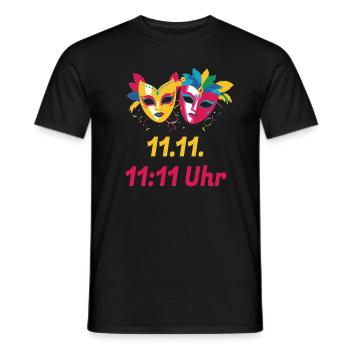Kölner Karneval Köln 11.11. Karnevalsbeginn Maske - Männer T-Shirt - Schwarz - Vorne - AI Model Male 178 light (178cm)