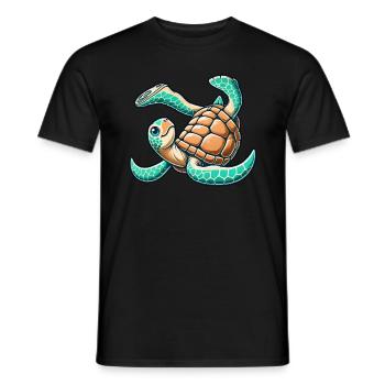 Clumsy turtle in handstand - Men's T-Shirt - black - Front - AI Model Male 178 light (178cm)