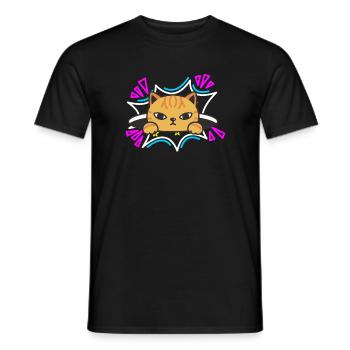Katze 90er - Männer T-Shirt - Schwarz - Vorne - AI Model Male 178 light (178cm)
