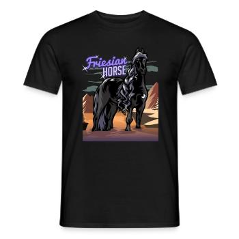 Cheval frison Cheval islandais - T-shirt homme - noir - Devant - AI Model Male 178 light (178cm)