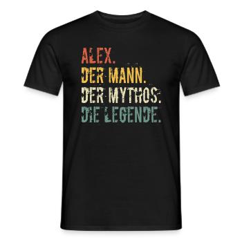 Vorname Name Alex Der Mann Der Mythos Die Legende - Männer T-Shirt - Schwarz - Vorne - AI Model Male 178 light (178cm)