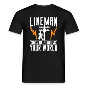 Le monteur de lignes électriques que nous allluminons - T-shirt homme - noir - Devant - AI Model Male 178 light (178cm)