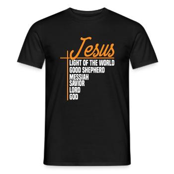 Jésus Lumière du Monde - Jésus-Christ - T-shirt homme - noir - Devant - AI Model Male 178 light (178cm)