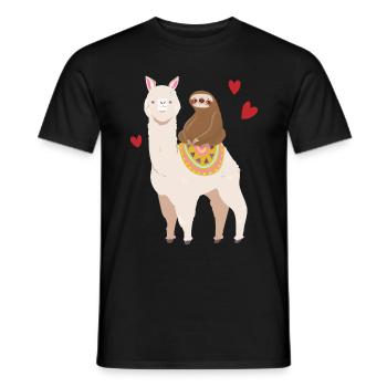 Paresseux chevauche un lama alpaga fille garçon - T-shirt homme - noir - Devant - AI Model Male 178 light (178cm)