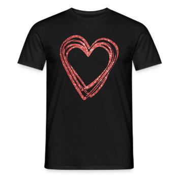 Valentinstag Geschenk Niedliche Glitzer Herz Gliederung - Männer T-Shirt - Schwarz - Vorne - AI Model Male 178 light (178cm)
