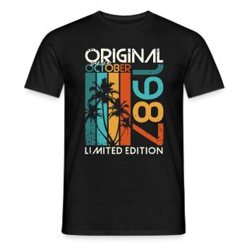 Octobre 1987 Cadeau d’anniversaire de naissance - T-shirt homme - noir - Devant - AI Model Male 178 light (178cm)