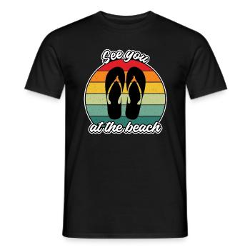 Wir sehen uns am Strand, Sommer, Flip Flops, Sand - Männer T-Shirt - Schwarz - Vorne - AI Model Male 178 light (178cm)