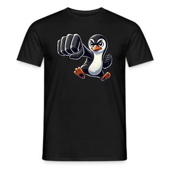 Cooler Pinguin Faust Karate Pinguin Cartoon - Männer T-Shirt - Schwarz - Vorne - AI Model Male 178 light (178cm)