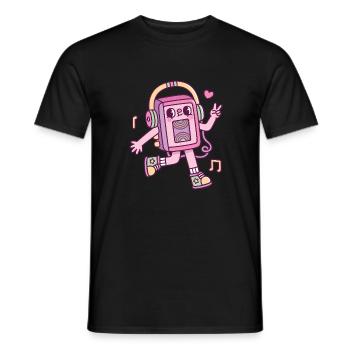 Lecteur de cassettes mignon écoutant de la musique - T-shirt homme - noir - Devant - AI Model Male 178 light (178cm)