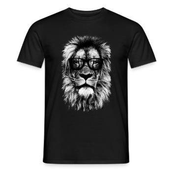 Hipster lion - Men's T-Shirt - black - Front - AI Model Male 178 light (178cm)