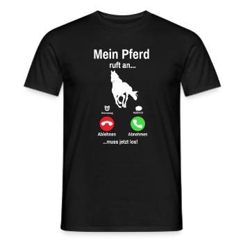 Mein Pferd Ruft An Lustiges Pferde - Männer T-Shirt - Schwarz - Vorne - AI Model Male 178 light (178cm)