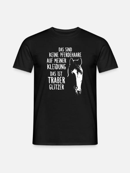 Das ist Traber Glitzer Pferdehaare Reiter - Männer T-Shirt - Schwarz