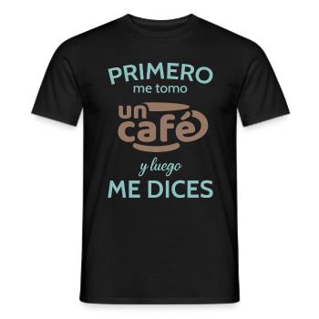 Zuerst trinke ich einen Kaffee - Männer T-Shirt - Schwarz - Vorne - AI Model Male 178 light (178cm)